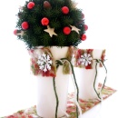 Weihnachtsstrauß! Vase mit Wollband meliert Happy....
