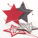 Sterne Ornament | Metall & Filz in rot /silber VE 2...