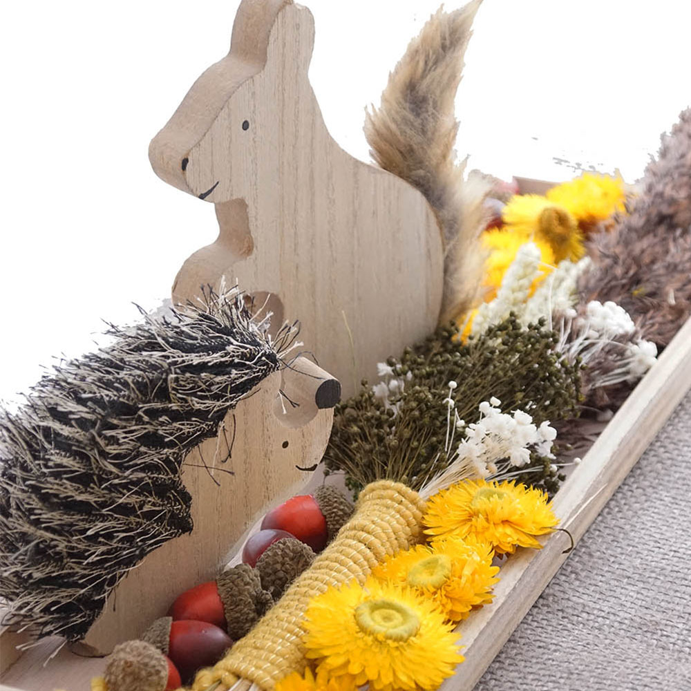 Herbstdeko Igel Eichhörnchen aus Holz