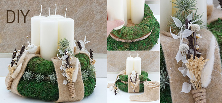 DIY Adventskranz modern selbermachen mit Trockenblumen