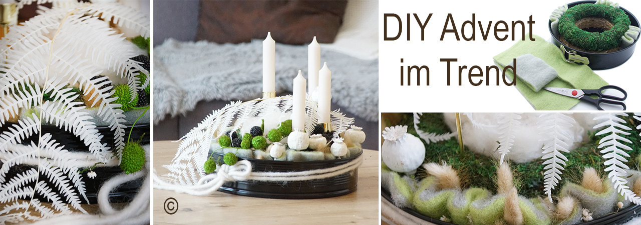 DIY Adventskranz in Kuchenform modern und trendig mit Trockenblumen